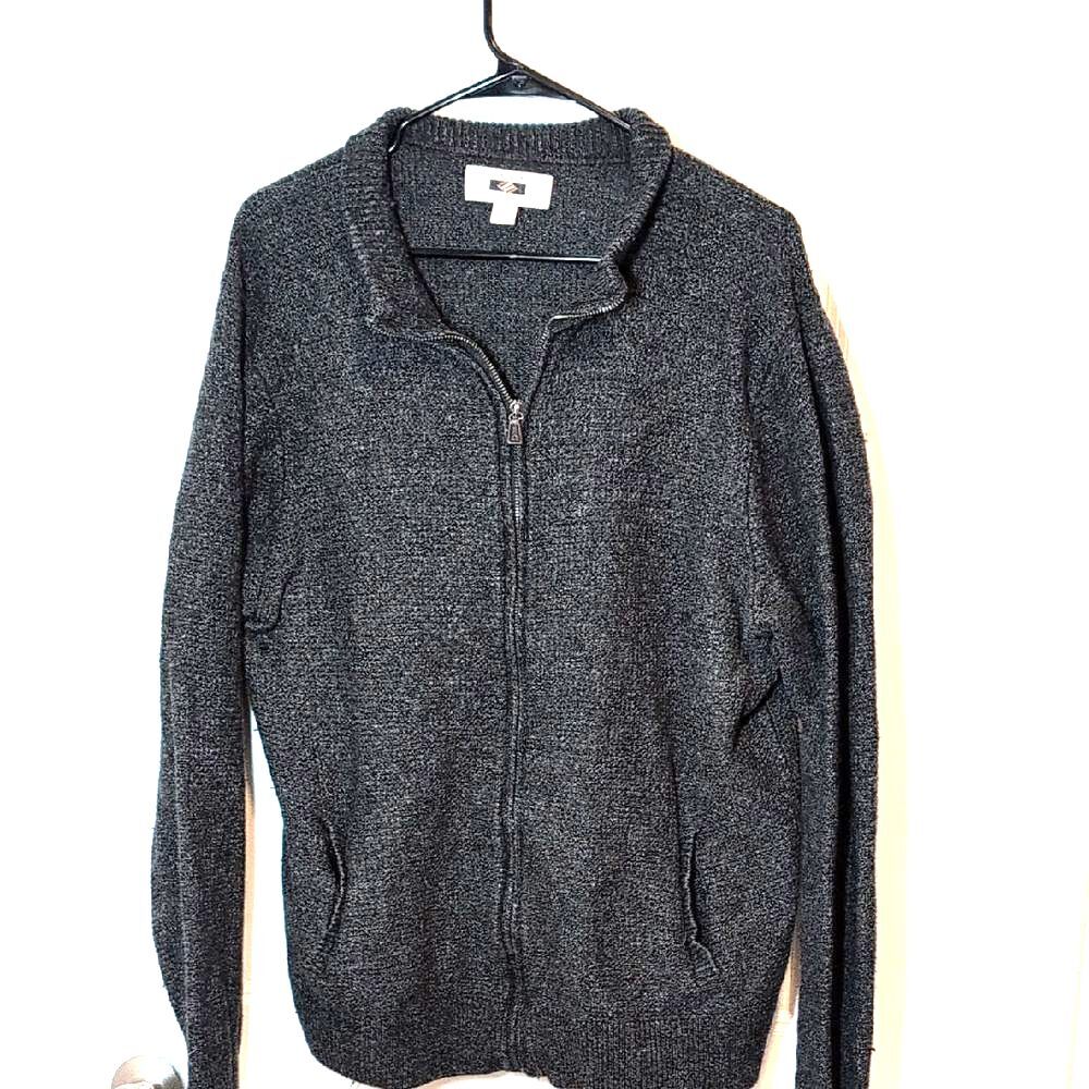 Joseph Abboud Wool Charcoal Zip-Up Sweater for Men XXL